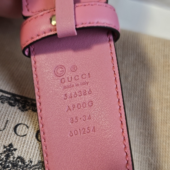 GUCCI GG woman's belt with Interlocking G buckle, leather in pink color - Picture 5 of 8